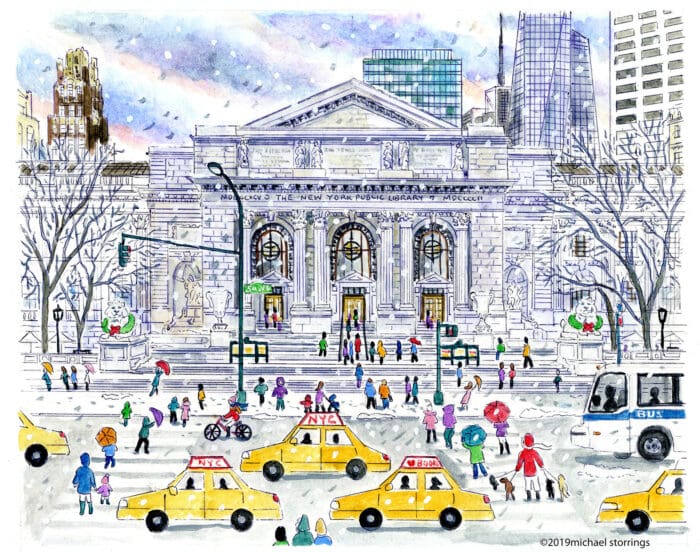 Snowfall at the Library Original Art