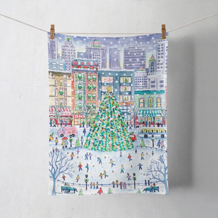 Christmas in the City Tea Towel