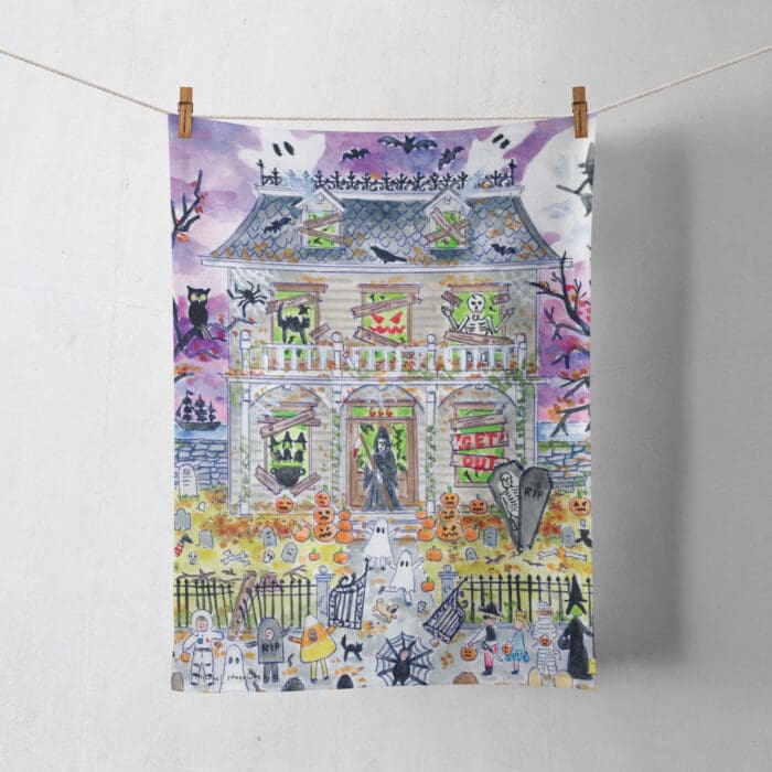 Haunted House Tea Towel