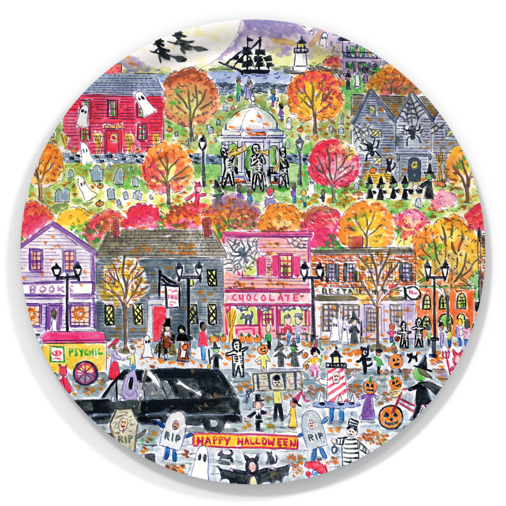 Salem Halloween Parade Large Round Tray Michael Storrings salem-halloween-parade-large-round-tray-michael-storrings