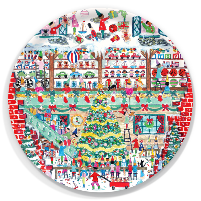 Santa's Toy Shop Large Round Tray