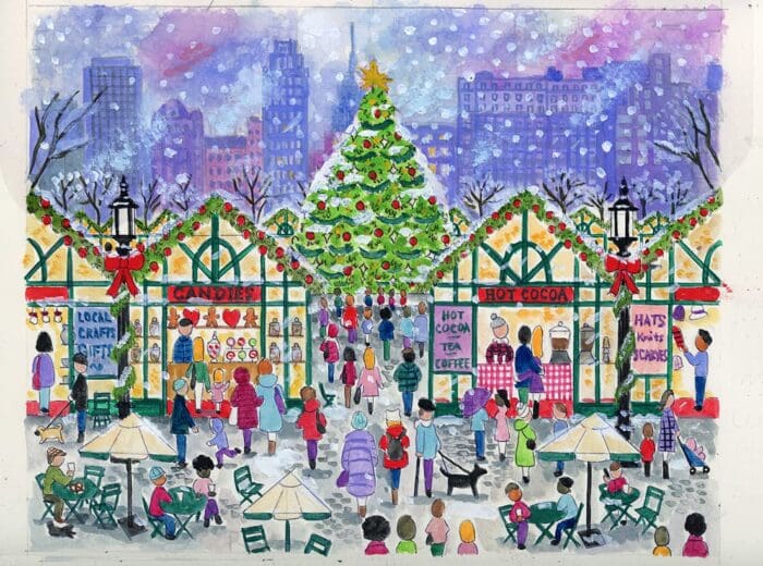 NYC Christmas Market Original Art